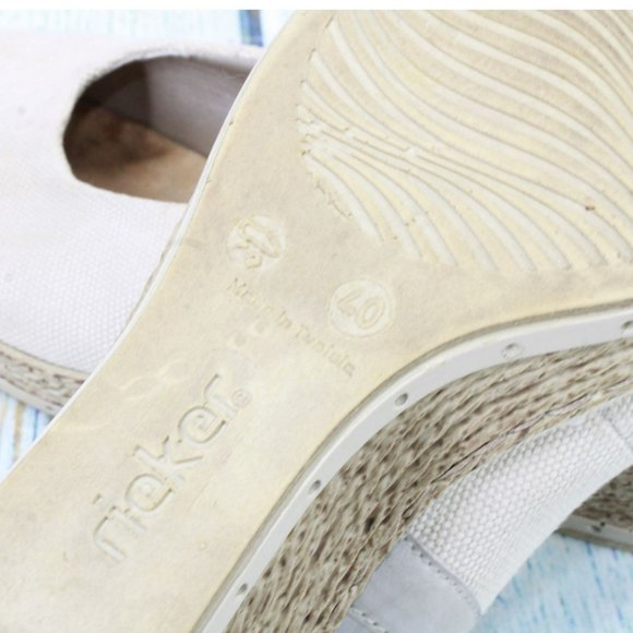 Rieker Tan Canvas Slip On Comfort Slingback Wedge Sandals Size 40 US 8.5 - Picture 8 of 9